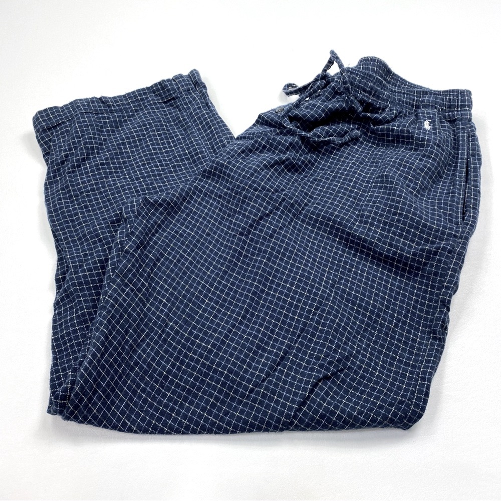 Ralph Lauren Polo Blue Checked Flannel Pajama Pants Size XL 40/42